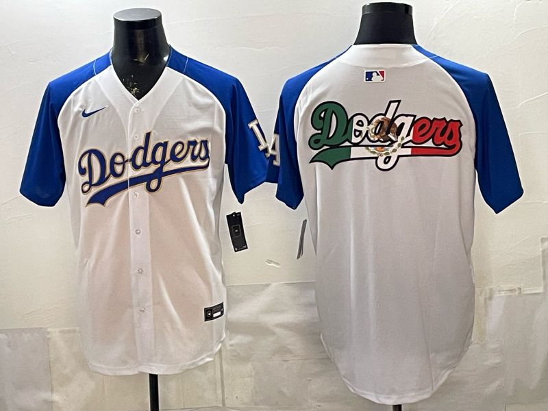 2026 Men Nike Los Angeles Dodgers Blank White blue Game MLB Jersey 004